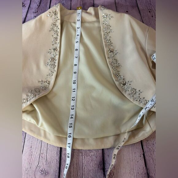 Mori Lee Ecru Beige Classic Crystal Beaded Embellished Full Evening Dress Size 8 - Picture 13 of 15